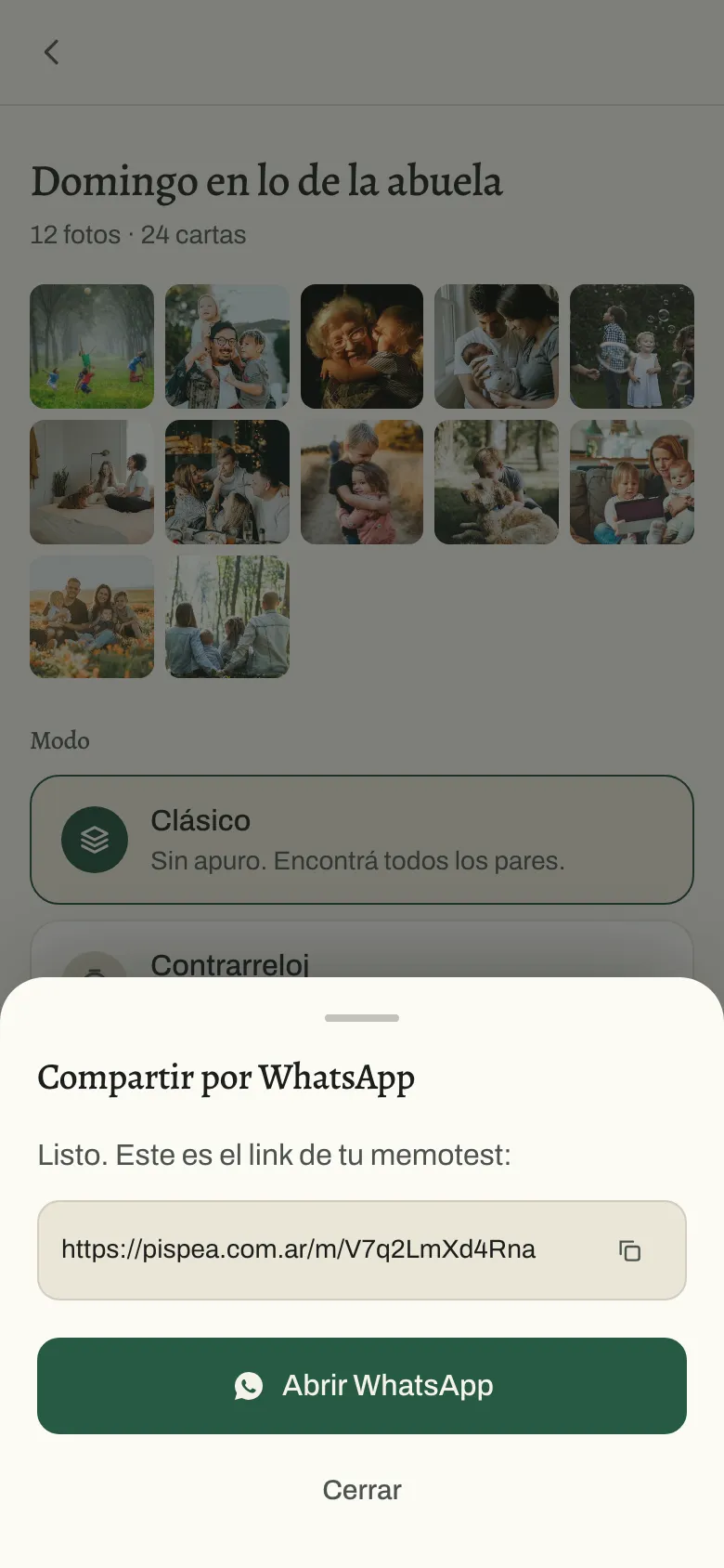 El link del mazo listo para mandar por WhatsApp